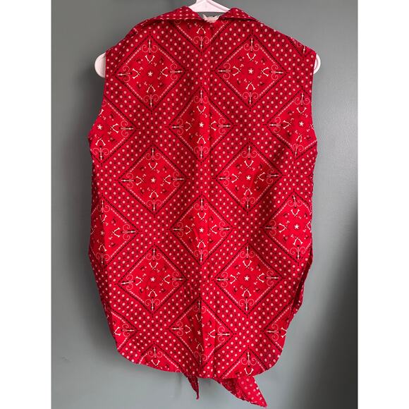 Sears Robuck Kerrybrooke Red Western Sleeveless Top Undershirt - Picture 3 of 5